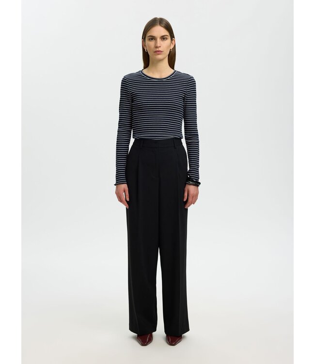 Selected Femme Wanna Crew Neck Tee Stripes Dark Sapphire