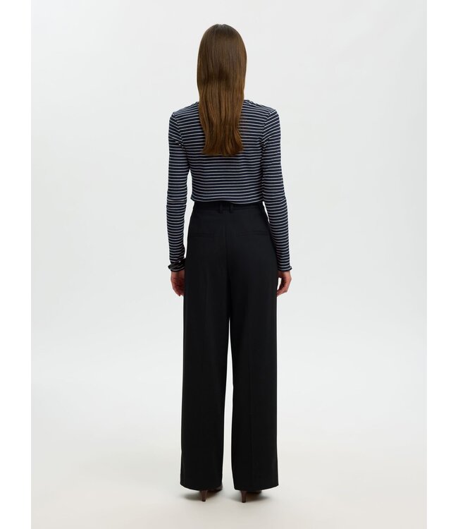 Selected Femme Wanna Crew Neck Tee Stripes Dark Sapphire