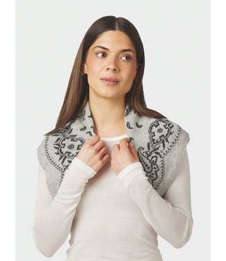 Neo Noir Adelina Paisley Knit Scarf Grey Melange