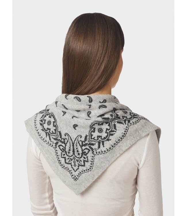 Neo Noir Adelina Paisley Knit Scarf Grey Melange