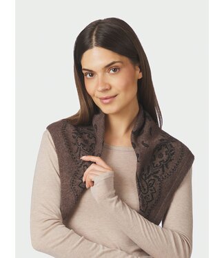 Neo Noir Adelina Paisley Knit Scarf Brown Melange