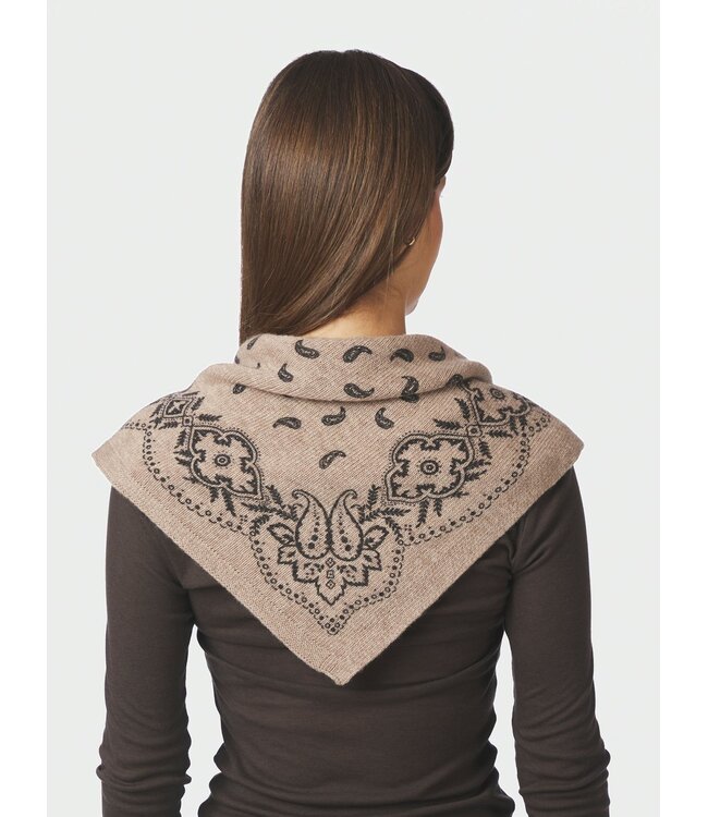 Neo Noir Adelina Paisley Knit Scarf Beige Melange