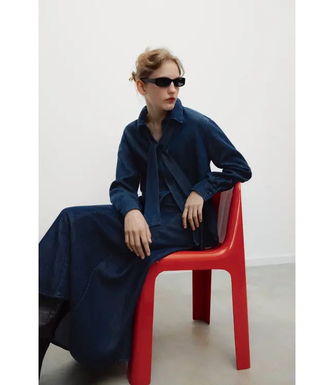 The New Society TNS Tencel Skirt Dark Blue Denim