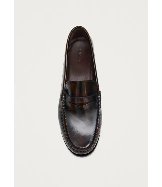 Alohas Rivet Vintage Effect Leather Loafer