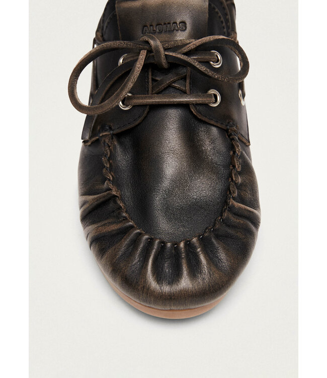 Alohas Rowan Vintage Effect Brown Leather Loafers