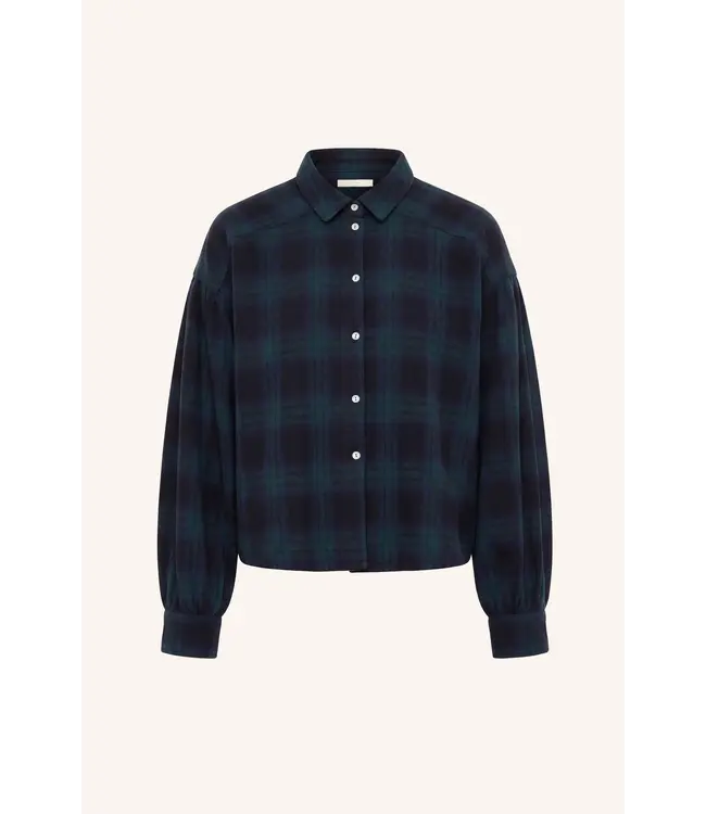 By Bar Sarah Short Green Check Blouse