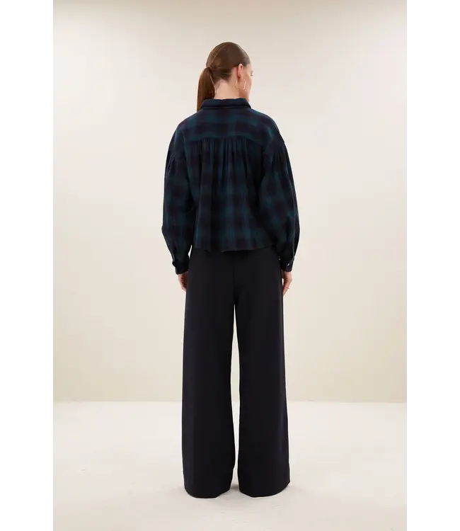 By Bar Sarah Short Green Check Blouse