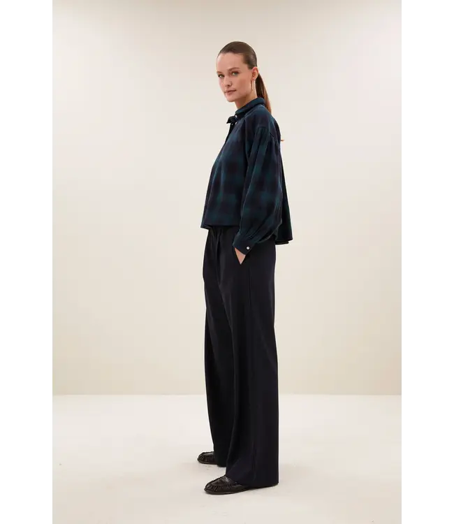 By Bar Sarah Short Green Check Blouse