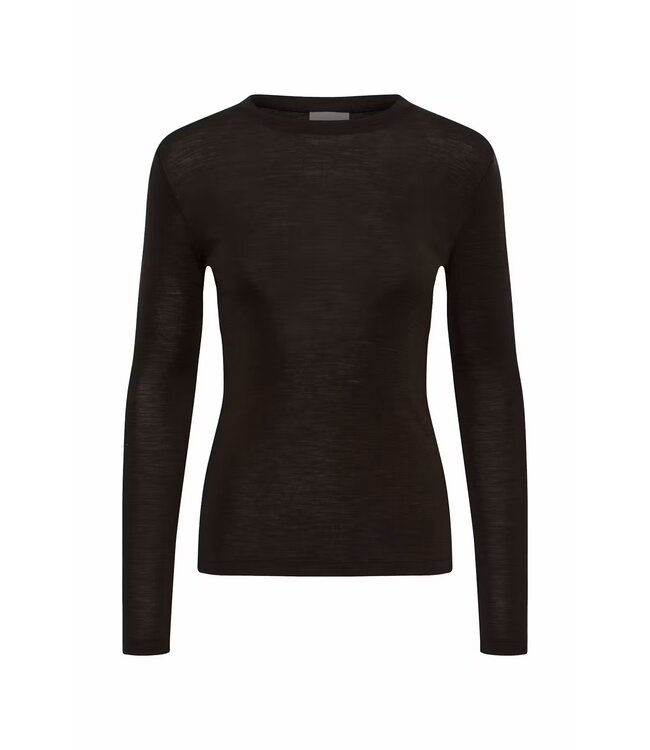 Gestuz Ninia Ls Wool Roundneck Chocolate
