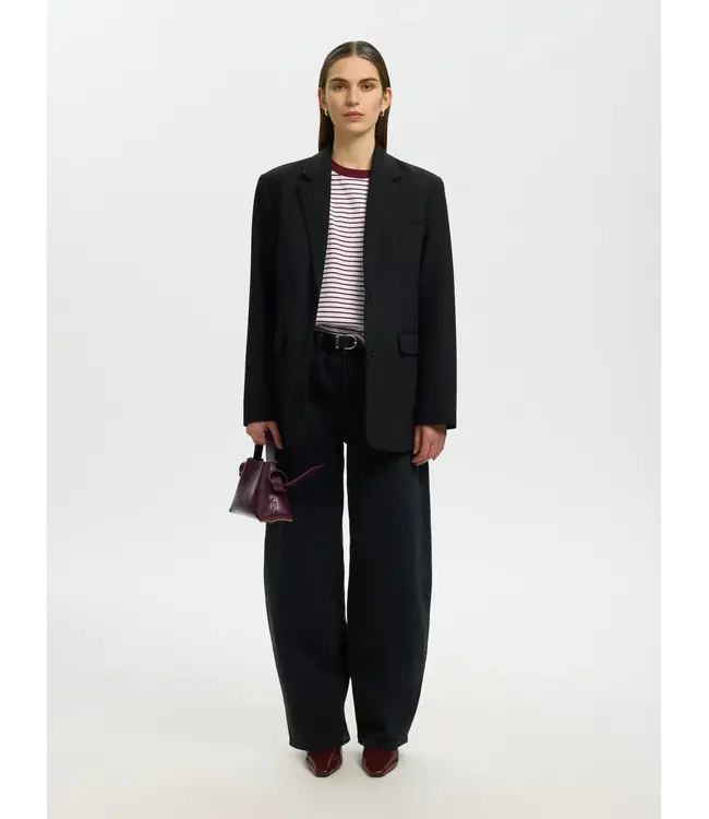 Selected Femme Essential Ss Striped Boxy Tawny Port