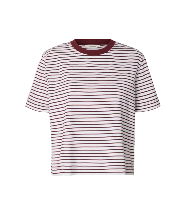 Selected Femme Essential Ss Striped Boxy Tawny Port