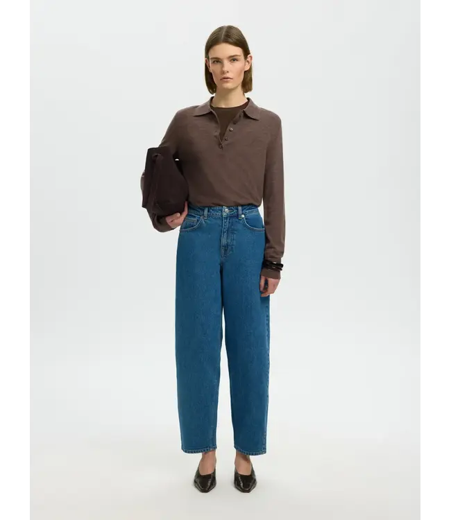 Selected Femme Thea LS Knit Merino Collar Neck