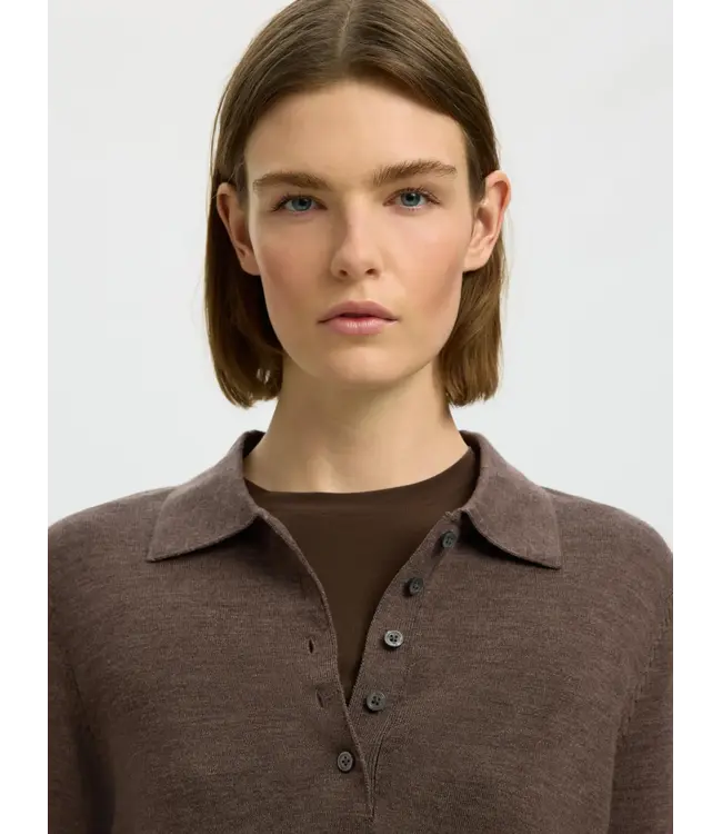 Selected Femme Thea LS Knit Merino Collar Neck