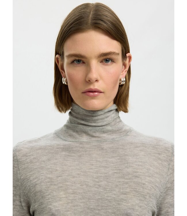 Selected Femme Vendy Wool LS Knit Roll Neck LGM