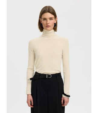 Selected Femme Vendy Wool LS Knit Roll Neck Birch