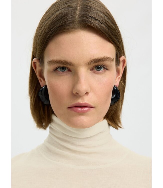 Selected Femme Vendy Wool LS Knit Roll Neck Birch