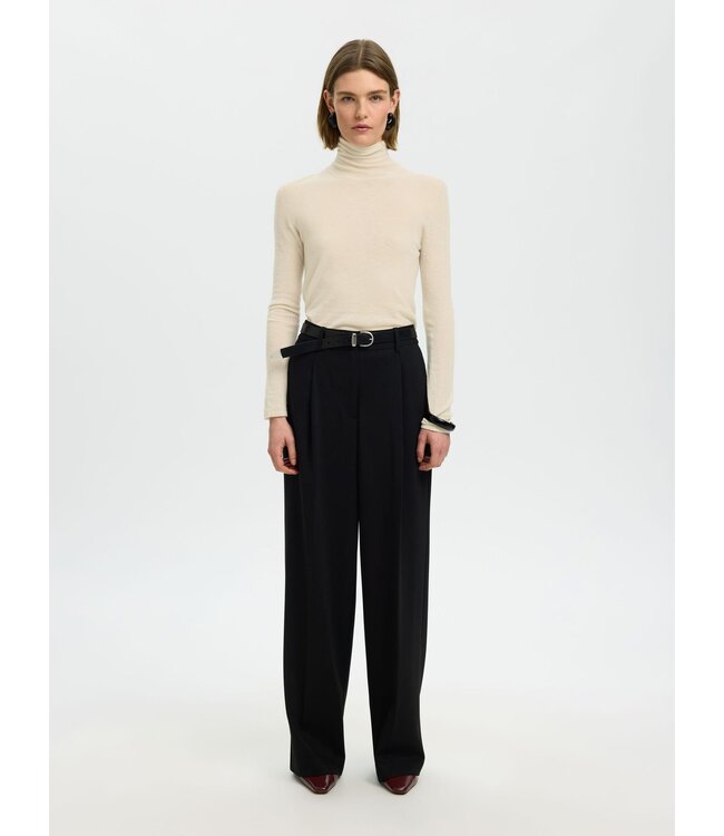 Selected Femme Vendy Wool LS Knit Roll Neck Birch