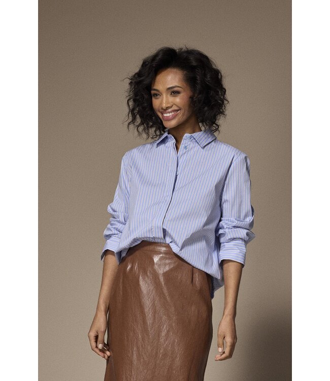 Lalotti Patty Bouse Blue Camel Stripe