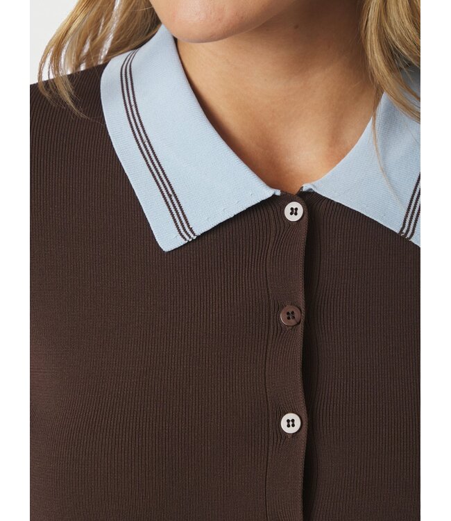 Neo Noir Filiana Contrast Polo Knit