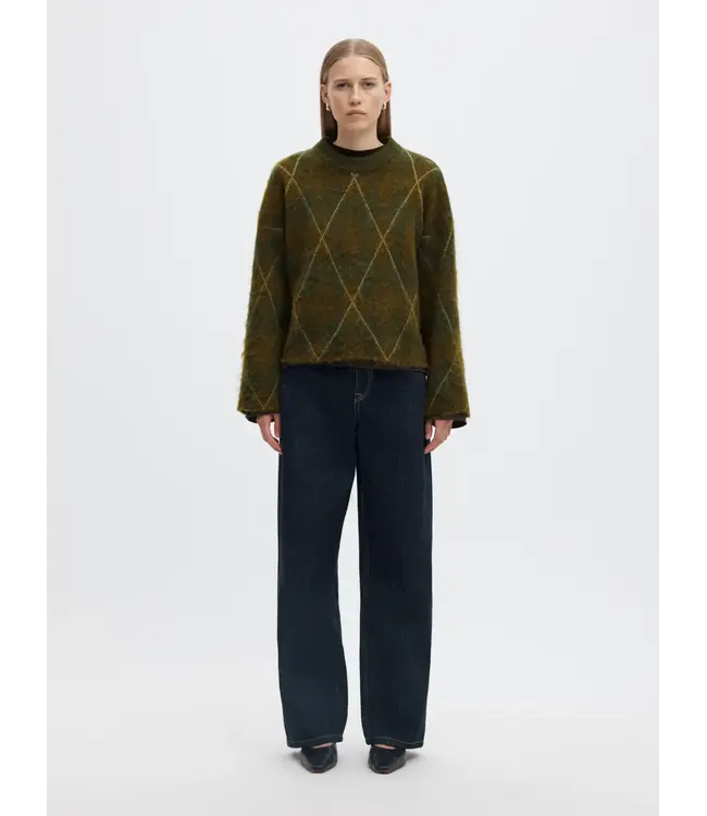 Selected Femme Lulu Brushed Argyle Knit O-neck