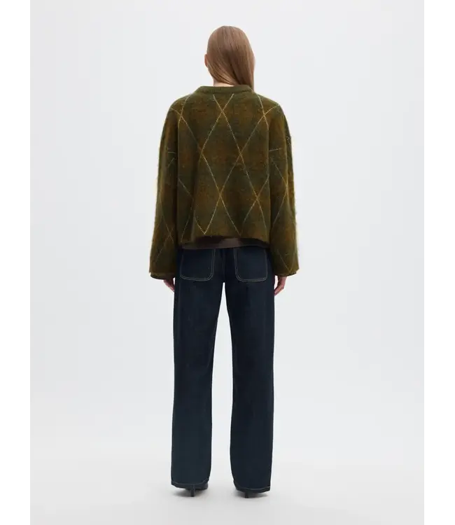 Selected Femme Lulu Brushed Argyle Knit O-neck