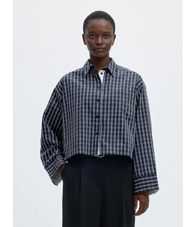 Selected Femme Astha Cropped Boxy Shirt Peat Check