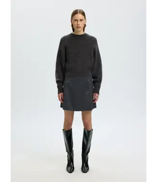 Selected Femme Mira Knit Short O-neck Asphalt
