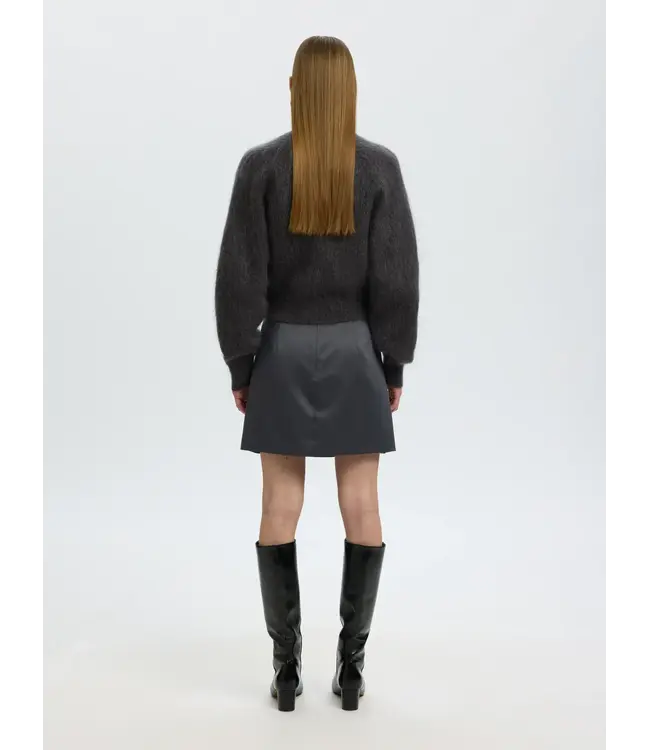 Selected Femme Mira Knit Short O-neck Asphalt