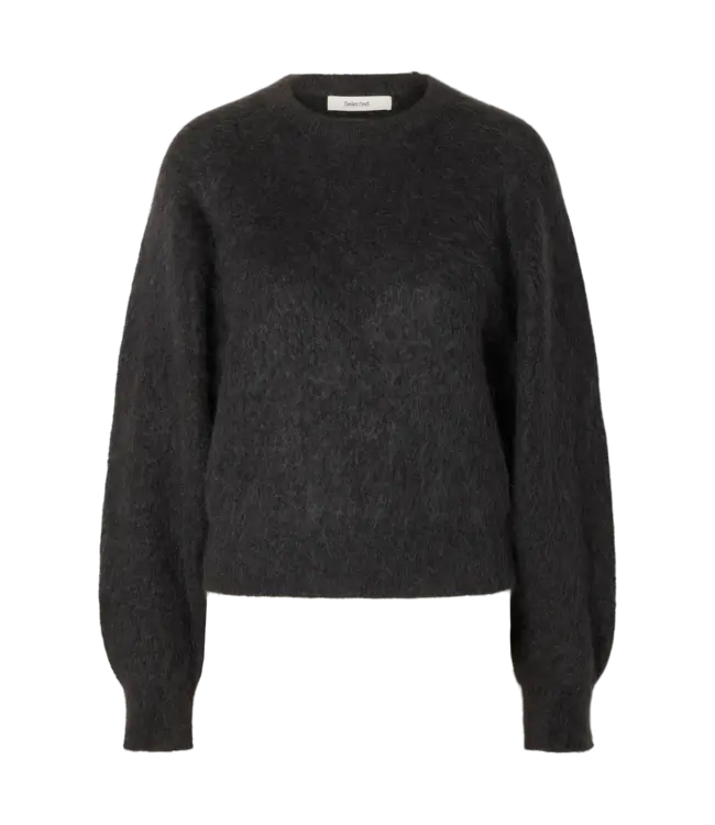 Selected Femme Mira Knit Short O-neck Asphalt