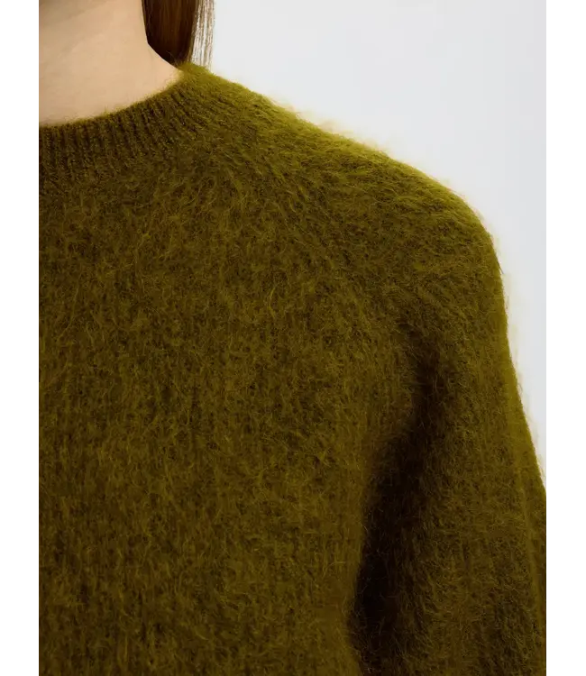 Selected Femme Mira Knit Short O-neck Fir Green