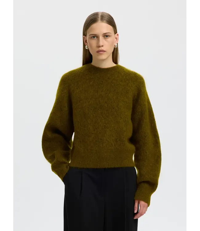 Selected Femme Mira Knit Short O-neck Fir Green