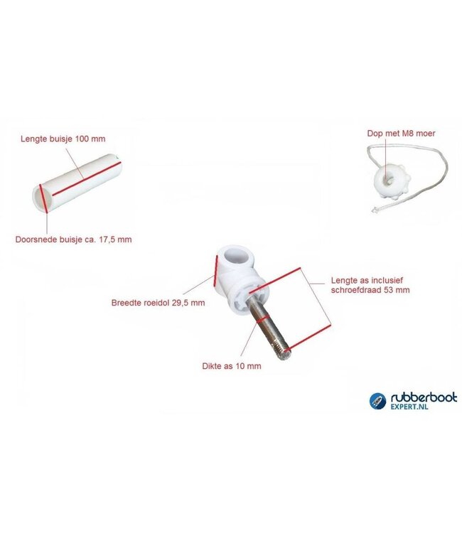 Roeidol met borgmoer voor peddel Talamex rubberboot