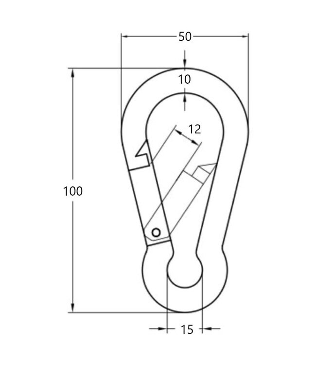 Talamex Karabijnhaak met knik RVS 100 mm