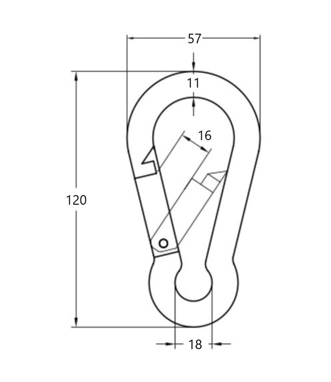 Talamex Karabijnhaak met knik RVS 120 mm