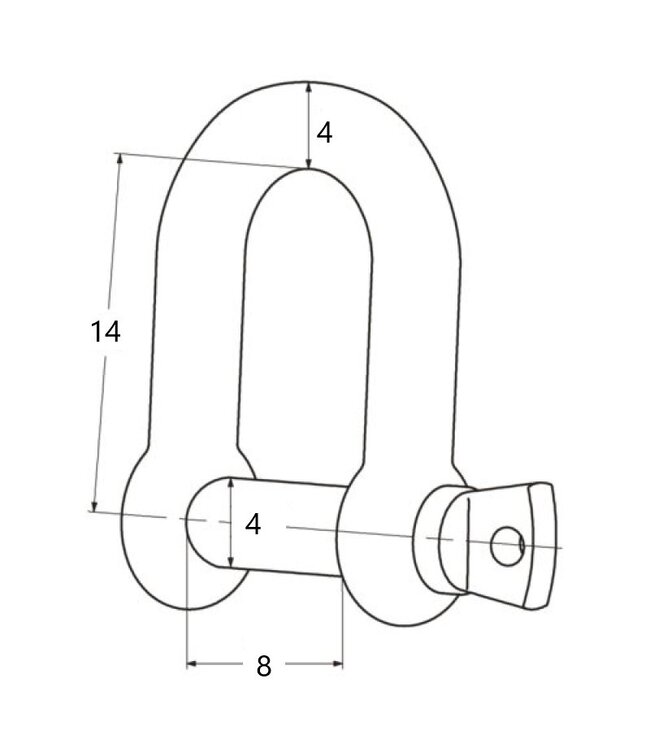 Talamex D-sluiting - oogbout RVS 4 mm