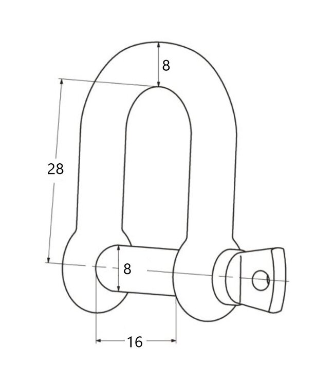 Talamex D-sluiting - oogbout RVS 8 mm