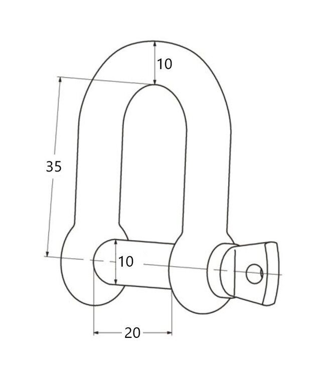 Talamex D-sluiting - oogbout RVS 10 mm