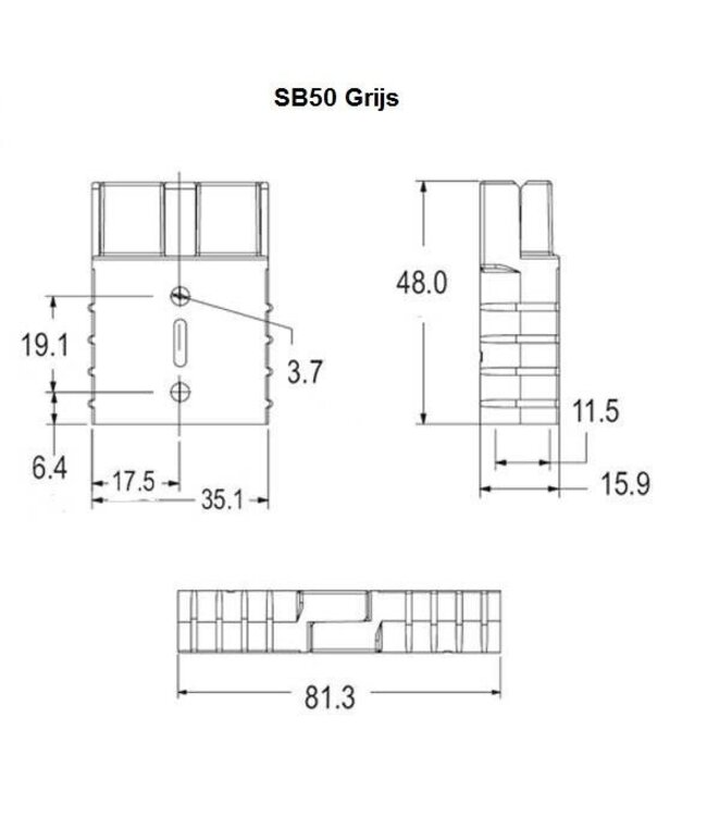 Grijze stekker / connector SB 50 Anderson