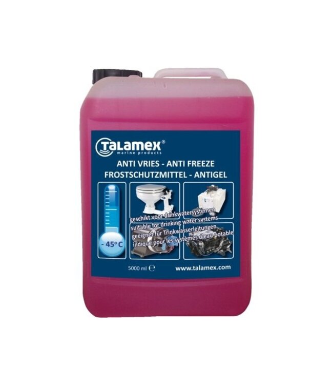 Talamex 5 liter anti-vries voor motor, drinkwaterpompen, tanks en toilet