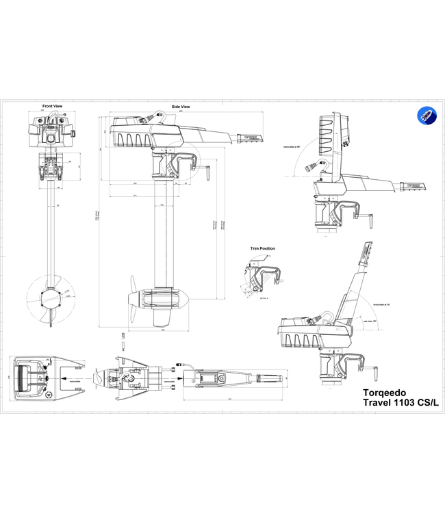 Torqeedo Travel 1103 C fluister motor 62,5 cm