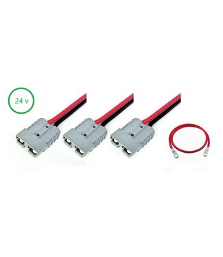 Complete aansluit set 24 volt: voor fluistermotor, acculader en accu's