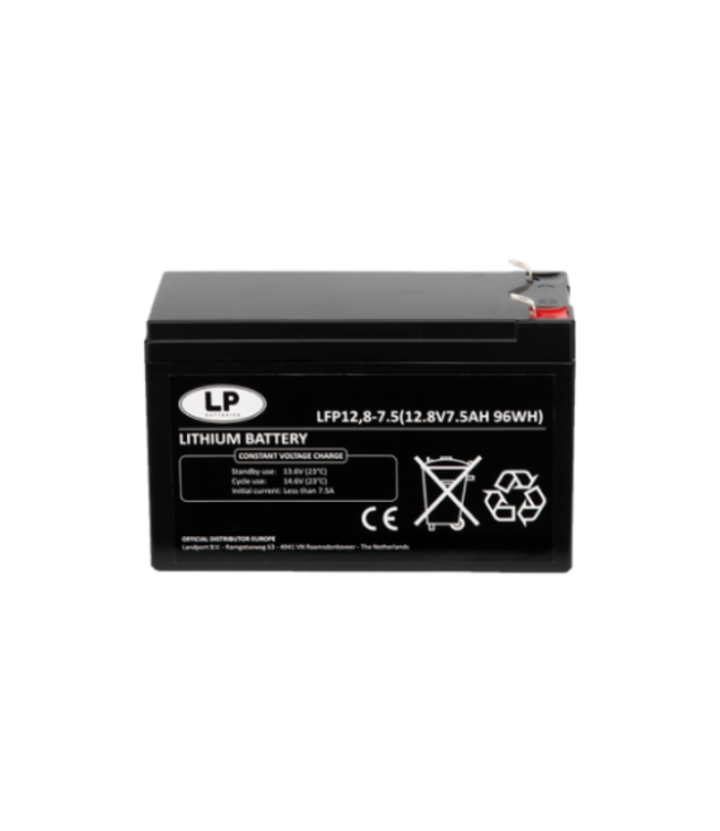 Lithium accu LFP V12,8-7,5 LiFePo4 12 volt 7,5 Ah 96 Wh