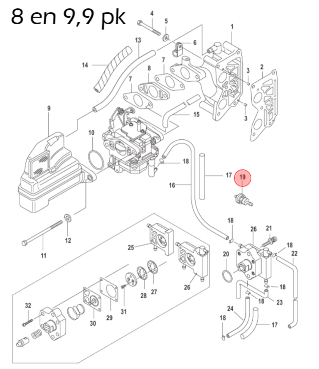 Quicksilver Benzine filter voor 4 t/m 9,9 pk buitenboordmotor