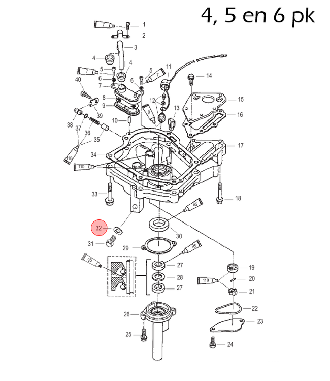 Mercury Motorolie afdichtingsring voor 2,5 t/m 6 pk buitenboordmotor