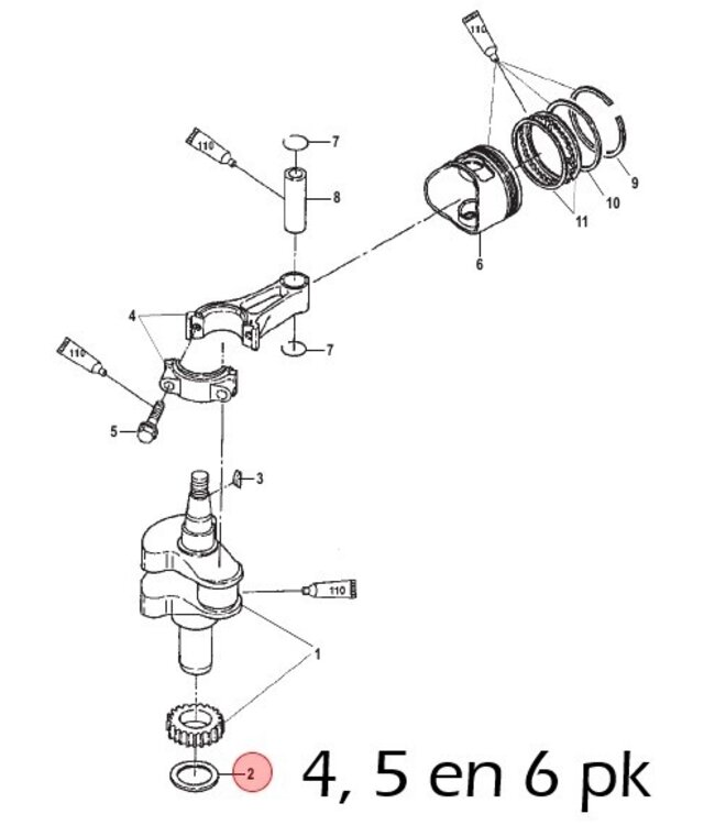 Mercury Motorolie afdichtingsring voor 2,5 t/m 6 pk buitenboordmotor