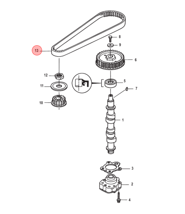 Mercury Distributieriem voor 8 en 9,9 pk buitenboordmotor