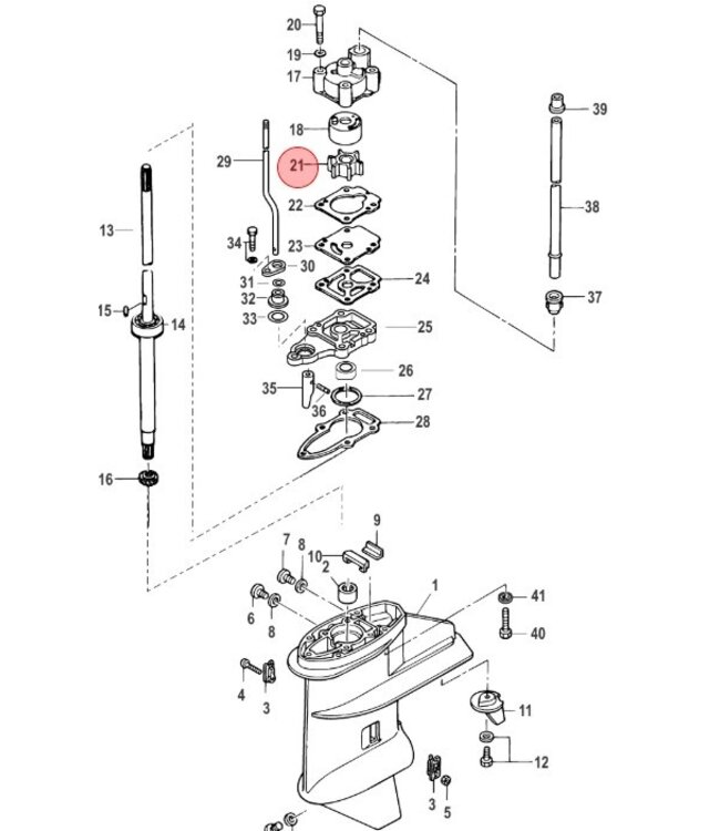 Mercury Waterpomp impeller voor 8 en 9,9 pk buitenboordmotor