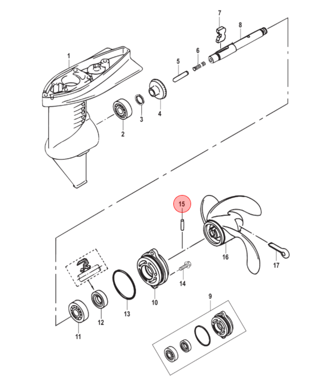 Mercury Breekpen voor 2,5 en 3,5 pk buitenboordmotor