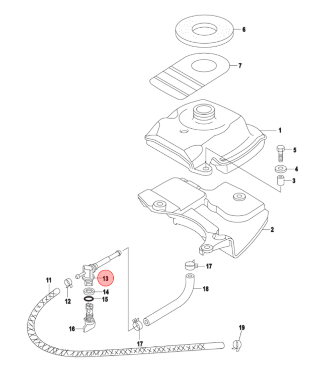 Mercury Benzinekraan voor 2,5 en 3,5 pk buitenboordmotor