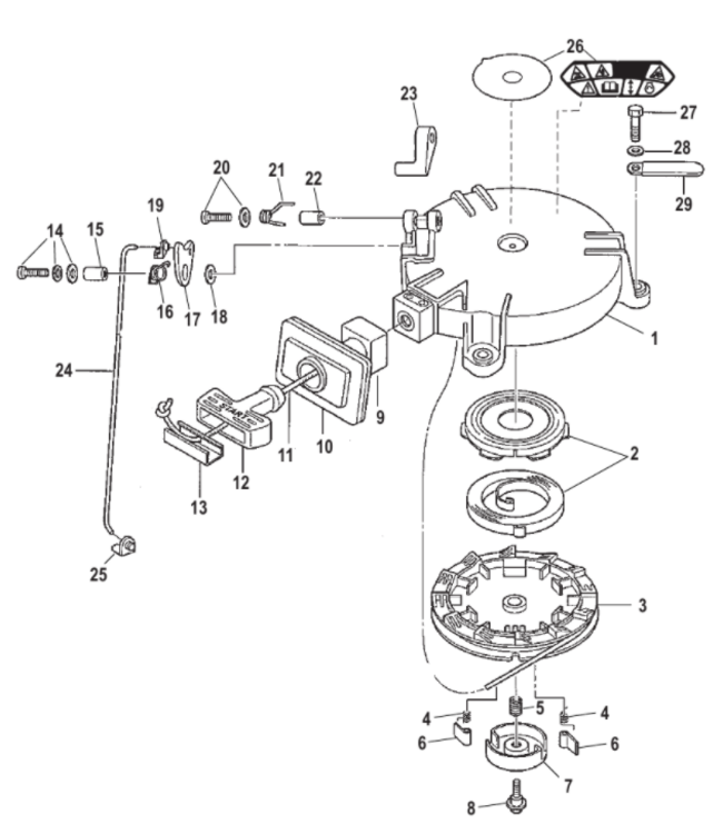 Mercury Compleet startblok voor 4 - 5 - 6 pk buitenboordmotor